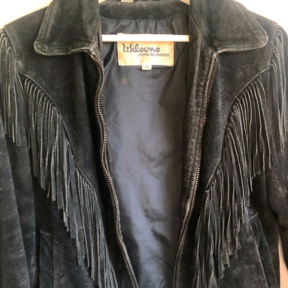 Black Suede Fringed Leather Jacket - Picture 4 of 4